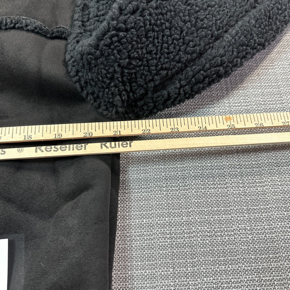 Faux Suede Jacket Womens Large Black Fleece Arms and Lining‎ Snap Up Cropped New - Picture 11 of 13